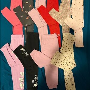 5T Girls' Mixed Pink, Red, Black, Gray & Cream Leggings Bundle